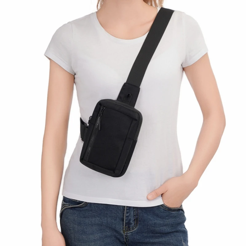 Saco de peito pequeno impermeável para homens e mulheres, mini saco crossbody de nylon, esportes de lazer ao ar livre, novo