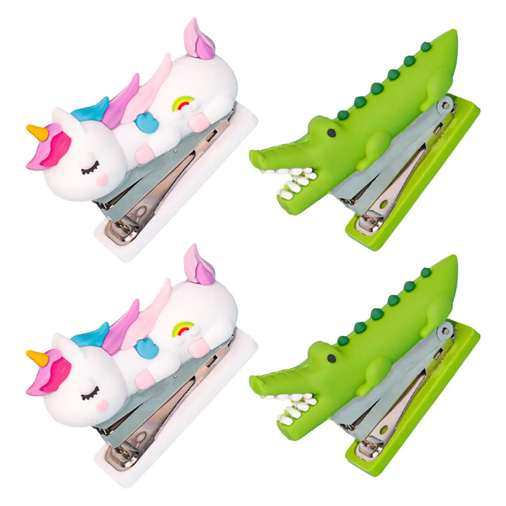 Mini grapadora portátil de dibujos animados, grapadora de escritorio bonita de animales para uso escolar y de oficina, 4 Uds.