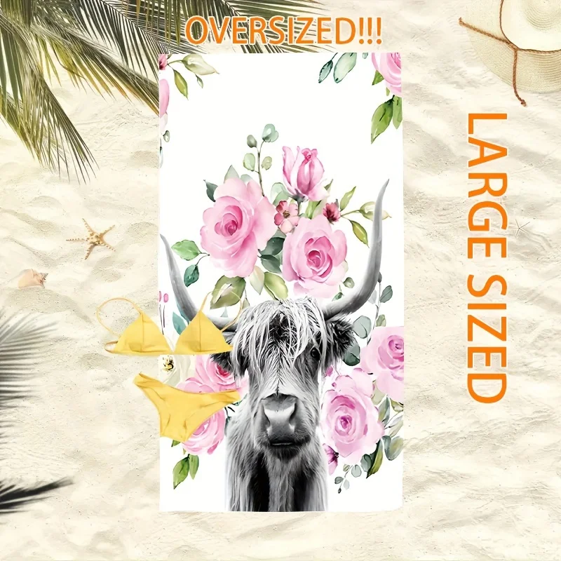 

1pc Multi-color Printed Oversized Beach Towel, Light And Super Absorbent Towel, Suitable For Beaches, Swimming Pools And So On