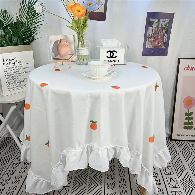 Lace Round Table Cloth Floral Pastoral Style Picnic Party Decoration cloth Ins Dirt Resistant Antifouling  Mat Sweet