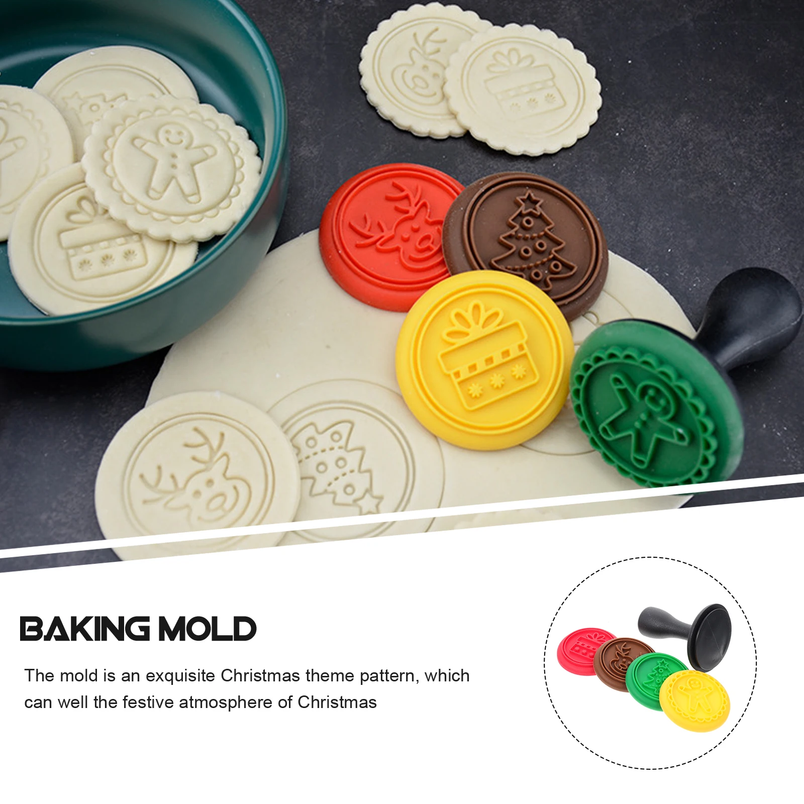 1 مجموعة قابلة لإعادة الاستخدام سيليكون كوكي Stamps عيد الميلاد نمط الخبز قوالب غير عصا سهلة الإصدار لملفات تعريف الارتباط محلية الصنع الحلوى زبدة