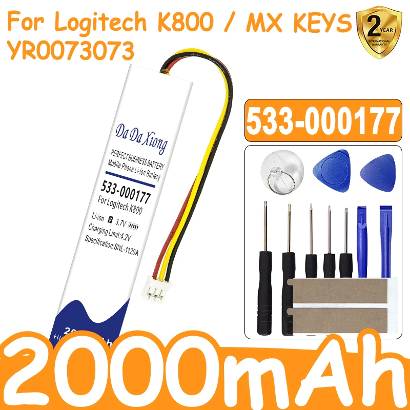 

DaDaXiong 533-000221 802085P 533-000177 533-000141 2000mAh Battery for Logitech K800, MX KEYS, YR0073 MX KEYS Mini Keyboard