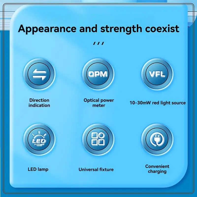 Identificatore di fibra ottica attiva affidabile e ricaricabile Tester per cavi in fibra live Strumento FTTH OFI integrato in OPM/VFL/LED, Ac ricaricabile