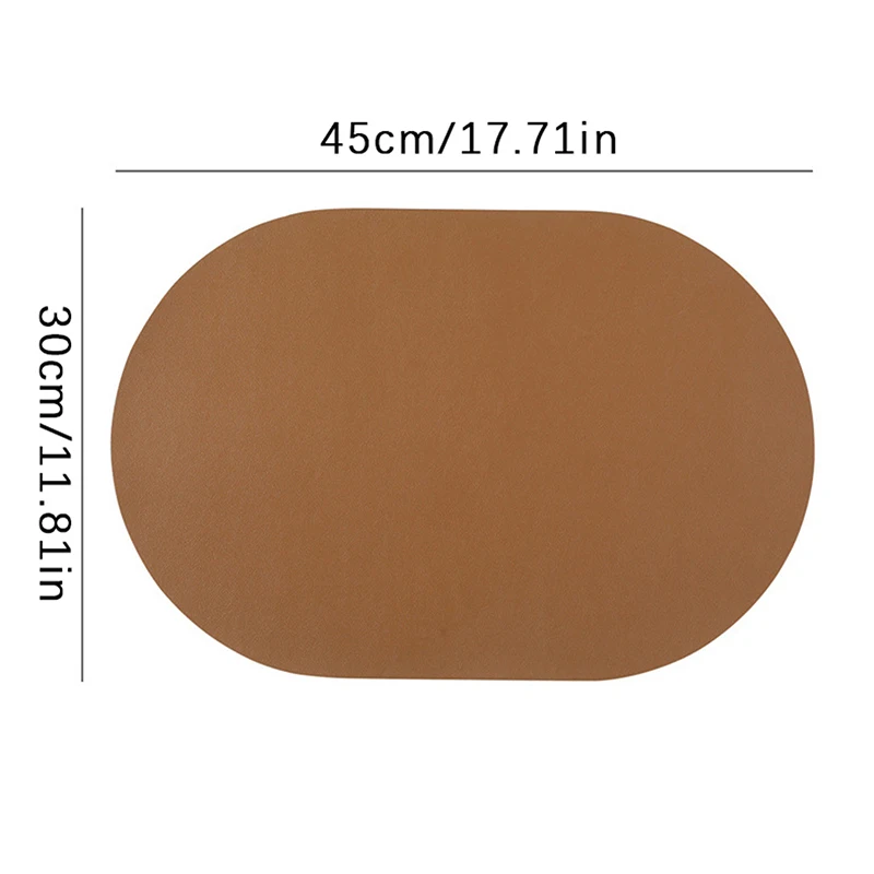 Leather Placemat Oval Oil-Proof Table Mat Home Dining Kitchen Table Placemat Design Dining Waterproof Heat Resistant Home Decor