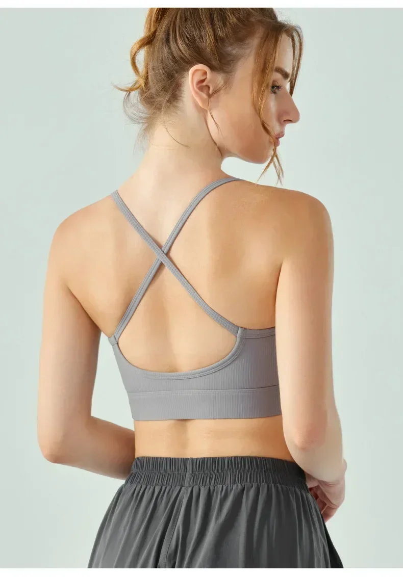 Yogavest Voor Vrouwen In De Herfst En Winter Met Borststuk Cross Back Fitness Top Schokbestendige Verzamelde Sportbeha