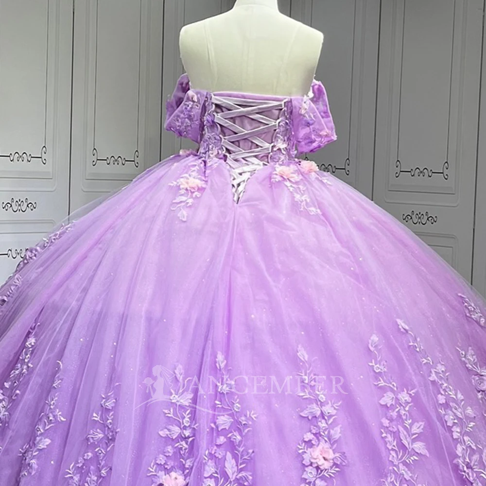 Nuovo 2025 Viola Principessa Abito Quinceanera Glitter Perline Paillettes Perle Abiti da 15 Anos Dolce 16 Abito da ballo Personalizzato