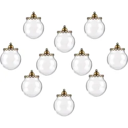 10 Sets Round Glass Globe with Base and Cap 30mm Mini Cute Glass Wishing Bottle Glass Vial Pendant Charms Miniature Snow Ball