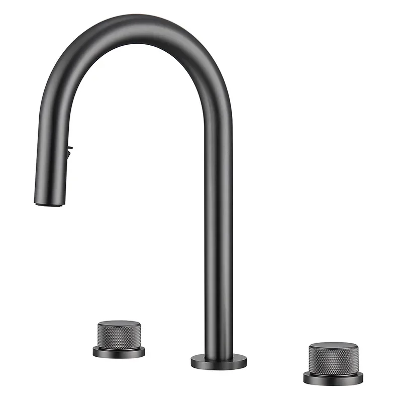 

Цельномедный выдвижной смеситель для раковины, для ванной комнаты, для умывальника, с двойным управлением горячей и холодной водой, FT2502