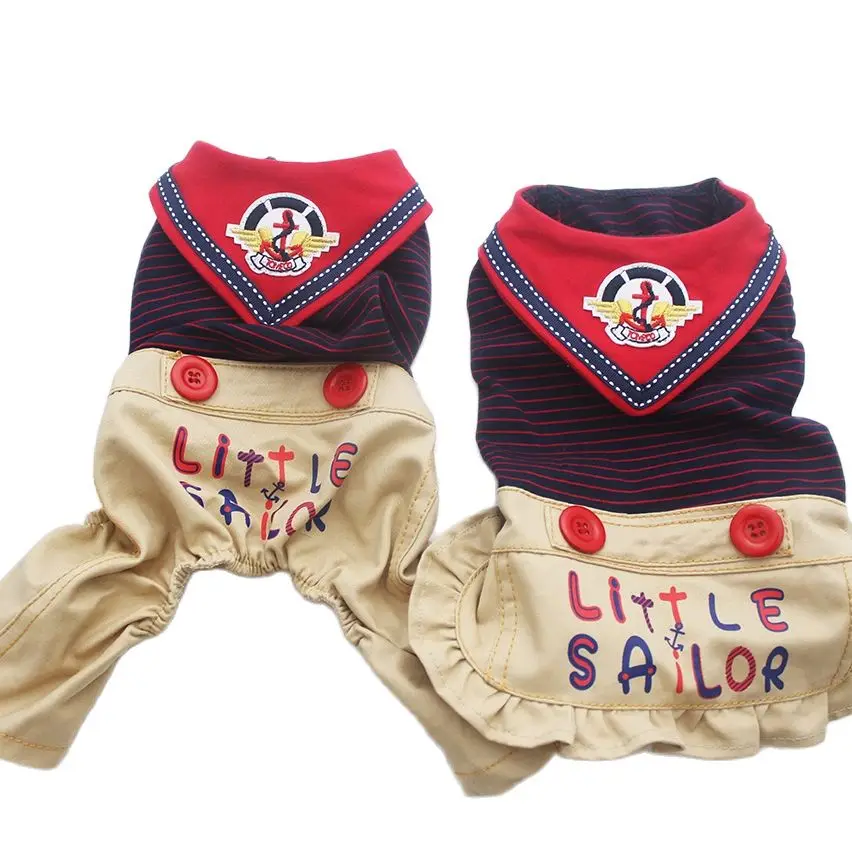 Boy/Girl Dog Pet Jumpsuit/Dress Cat Puppy Shirt Pants Little Sailor Clothes Clothes 5 Sizes