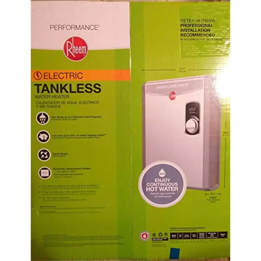 Tankless Water Heater 18kW Self-Modulating 3.5 GPM Battery Powered Stainless Steel New Box Included