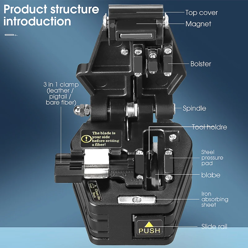 COMPTYCO AUA-6C Fiber Cleaver FTTH Cold Hot Melt Connection Optical Fiber Cable Cutting Knife Tools 16 Face Blade