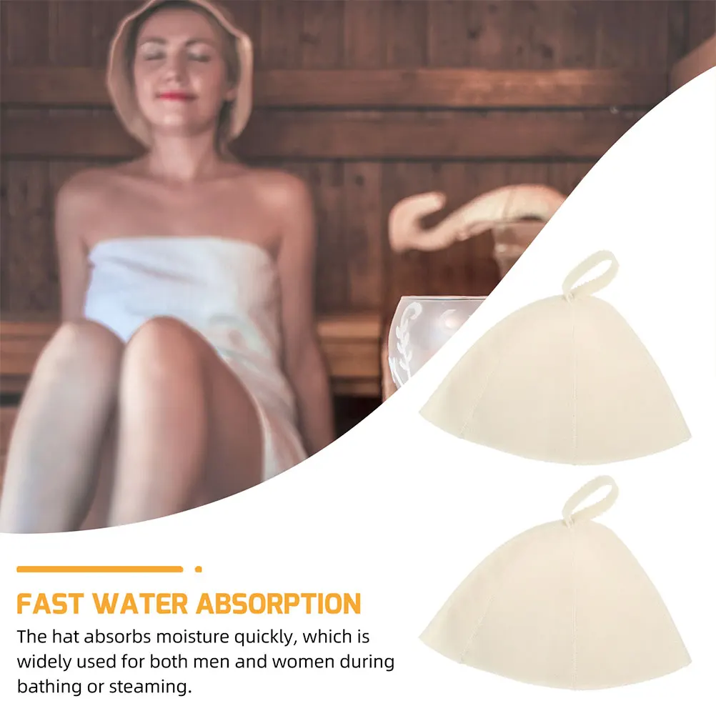 Chapeau de Sauna en feutre, bonnets de bain pliables, isolation thermique, chapeaux de salle de bain, couleur blanche, grande taille, piscine, salle à vapeur, 3 pièces
