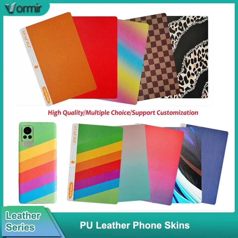 VORMIR 50pcs PU Leather Mobile Phone Skin Sticker 3D Embossed Back Film for Hydrogel Movies Screen Protector Cutting Machine