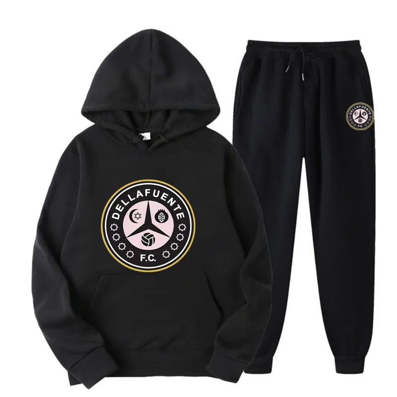 Dellafuente - Men's hooded sweatshirt, sports pants set with FC logo, casual, autumn/winter