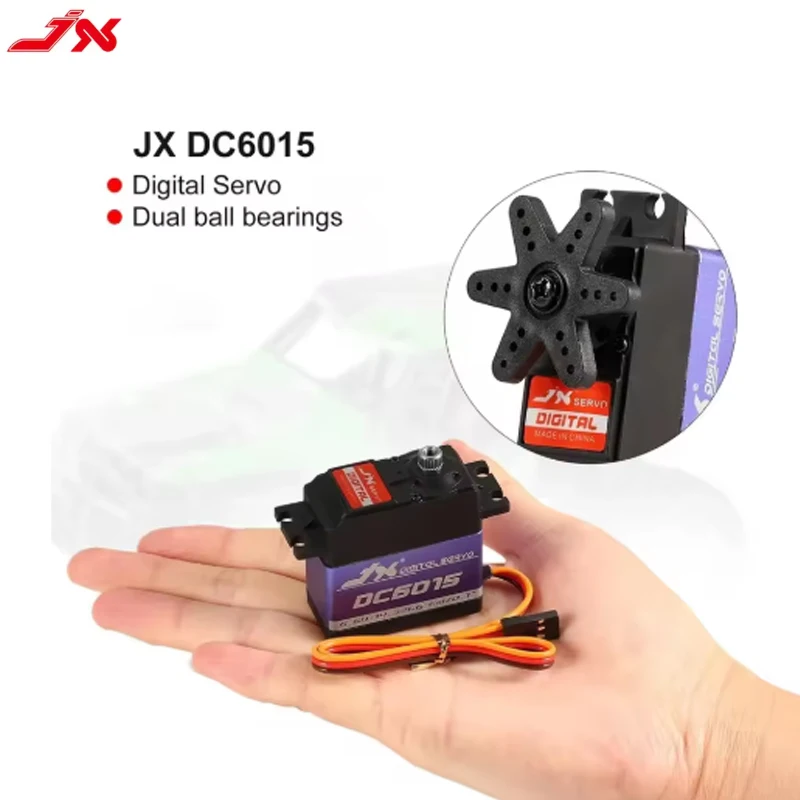 JX Servo DC6015 4.8-6.6V 15KG Metal Gear 0.10 Sec Large Torque Digital Servo For RC Car Robot Airplane Aircraft Accessories