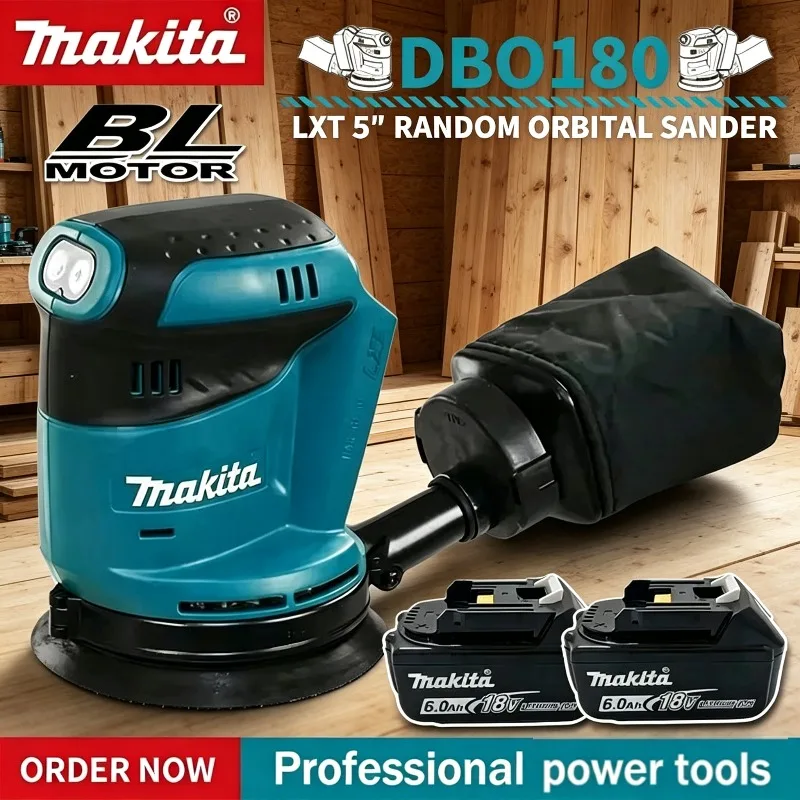 

Бесщеточная аккумуляторная эксцентриковая шлифовальная машина Makita DBO180Z для обработки дерева, шлифовки и полировки, без аккумулятора и зарядного устройства