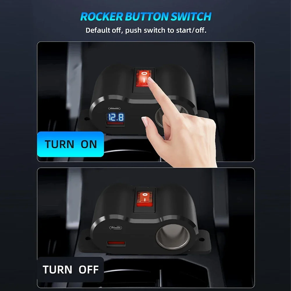 12 فولت 120 واط QC3.0 و PD3.0 منفذ ولاعة السجائر المقبس الفاصل مع الفولتميتر USB شاحن سيارة محول الطاقة للسيارة البحرية