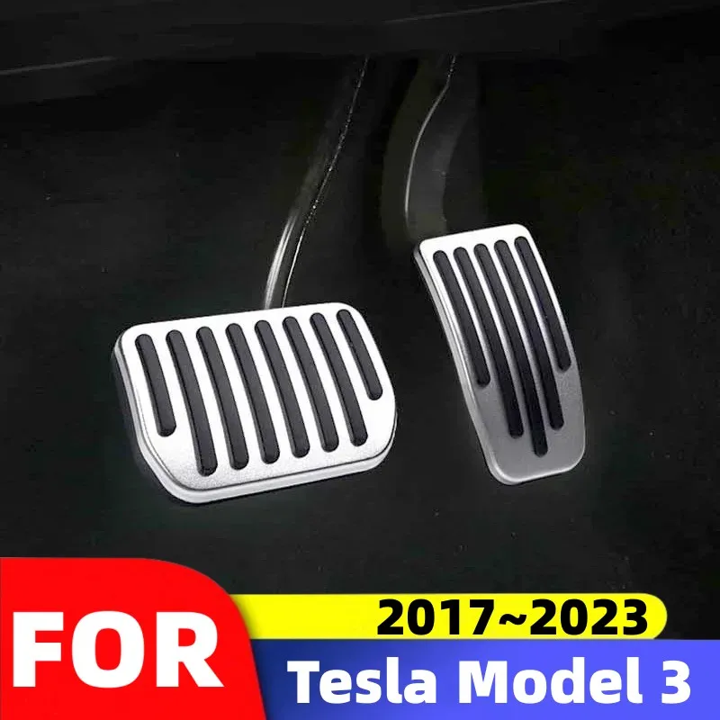 For Tesla Model 3 2017-2023 Aluminum alloy Car Foot Pedals Snap-fit Install Gas Fuel Brake Accelerator Pedals Covers Accessories