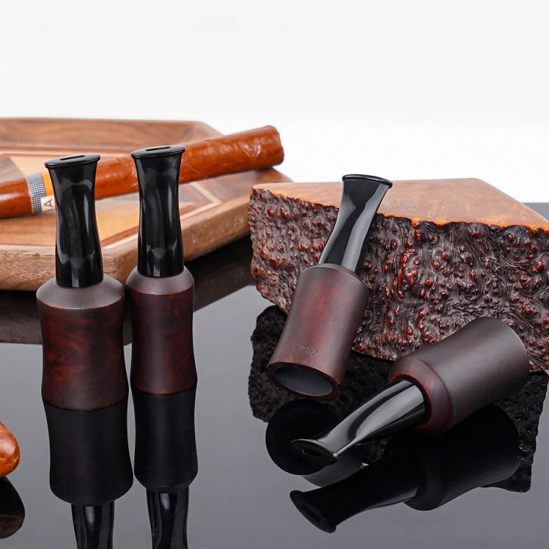 1pc Cigar Cigarette Holder Black Sandalwood Ebony Cigar Holder Cigar Bite Holder Extension Mouth Filter Removable Cigar parts