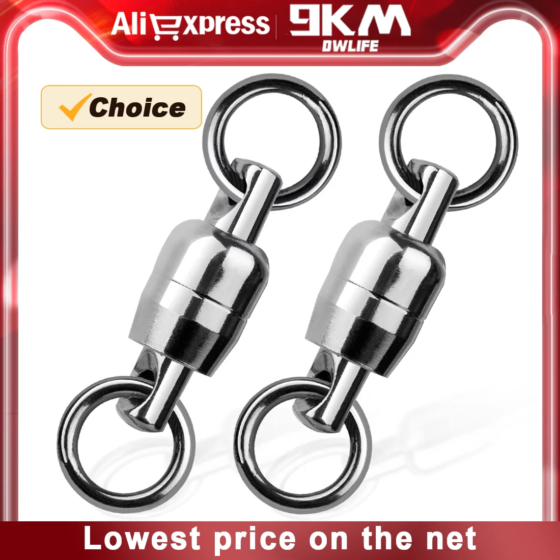 9KM 5Pcs Ball Bearing Swivel Stainless Steel Solid Rings Fishing Swivels Saltwater Fishing Trolling Barrel Swivel Lure Connector