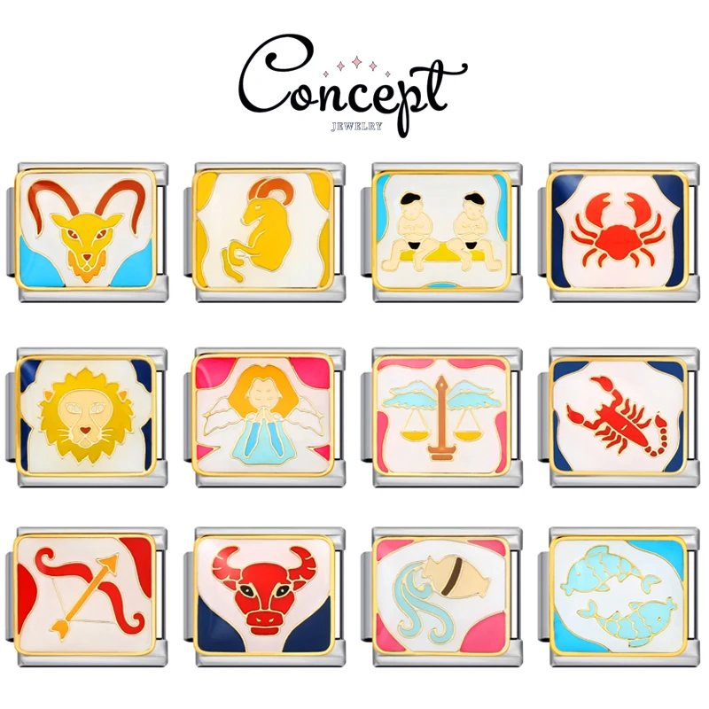 

Creativity 12 Constellation Series Italian Charm Bracelet Stainless Steel Elastic Modular Chain Fit 9mm Links Women Jewelry Gift