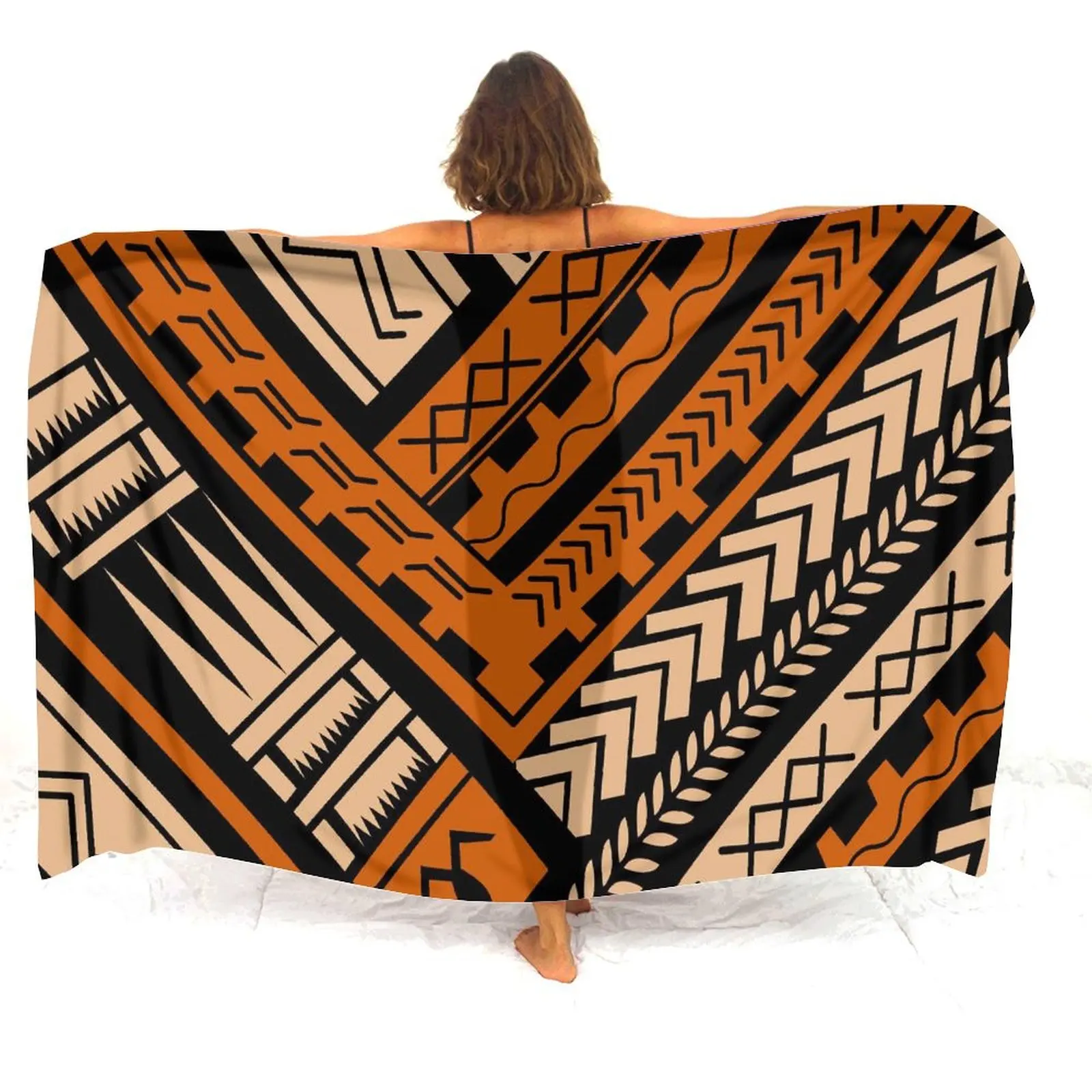 New Women's Sarong Polynesian Pattern Design Seaside Vacation Windbreak Cape Hawaiian Party Swimsuit Coat One-Piece Sarong