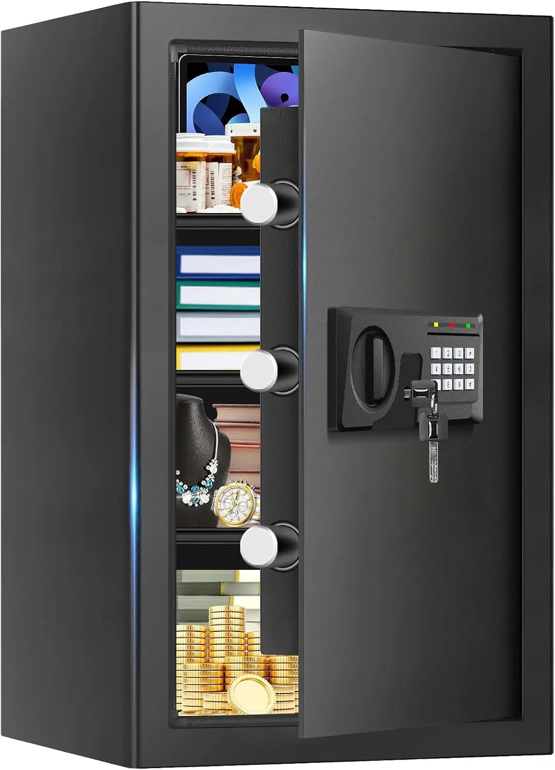 5.1 Cuft Large Home Safe, Waterproof Fireproof Safe Box for Money with Combination Lock and Spare Keys, Fire Proof Security Safe