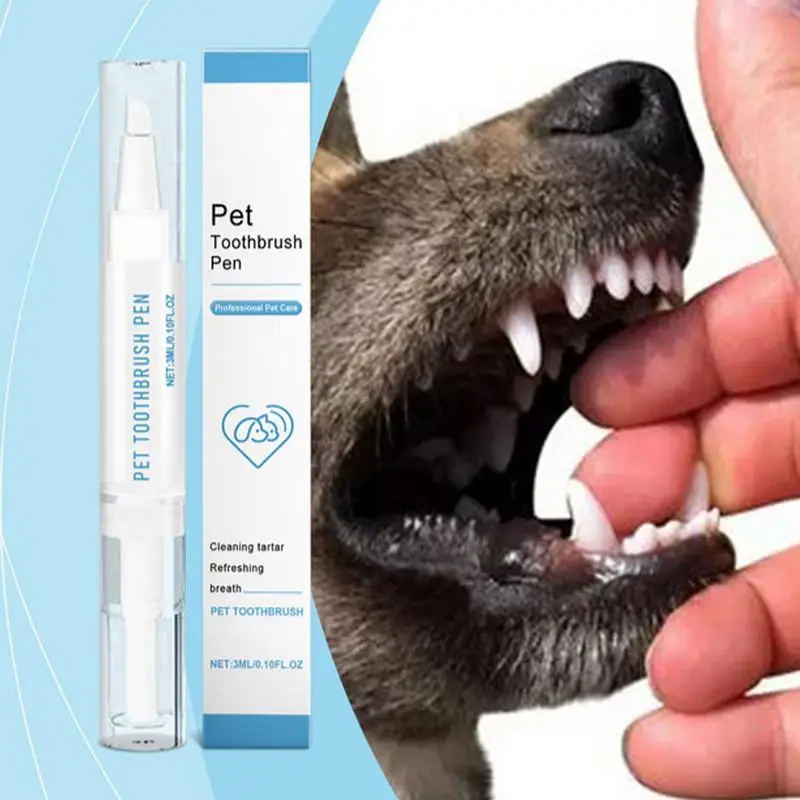 Dog Teeth Cleaning Pen Effective Gentle Dog Toothbrushes Refreshing Pet Toothbrush Pen with Tip Design for Pet Dog Puppy Cat