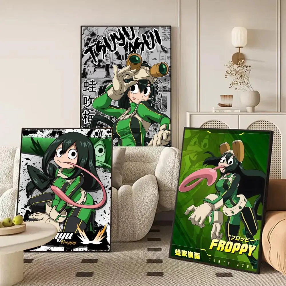 Froppy T-Tsuyu A-Asui Poster Self Adhesive Wall Stickers Removable Room Decor Aesthetic Space Murals Fancy Gift