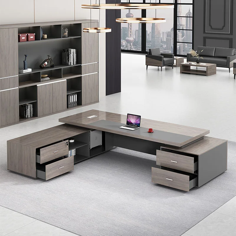 Desk Luxury Storage L Shaped European Office Setup Drawers Computer Desks Conference Supplies Escritorios De Ordenador Furniture