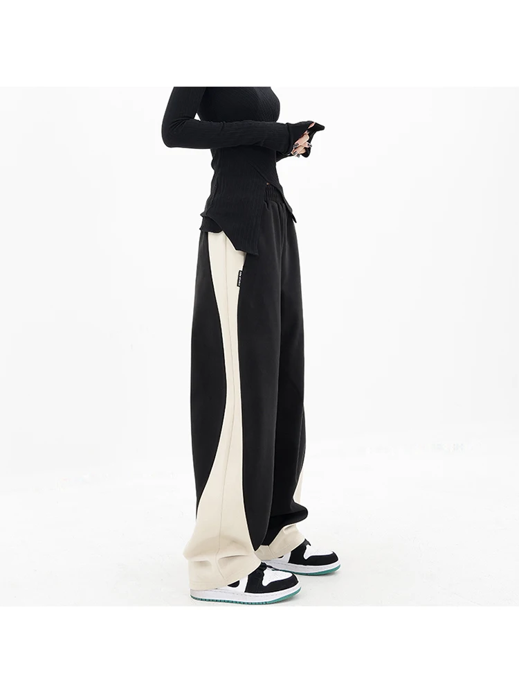 

Women Black Gothic Sweatpants Y2k Retro 90s Aesthetic Streetwear High Waist Baggy Trousers Harajuku Wide Pants Emo 2000s Clothes