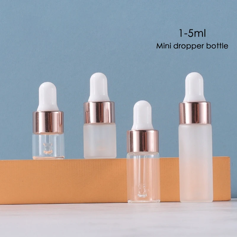 

2ml 3ml 5ml Glass Dropper Bottle With Pipette Empty Perfume Bottle Vial Jars Refillable Essential Oil Container 50pcs