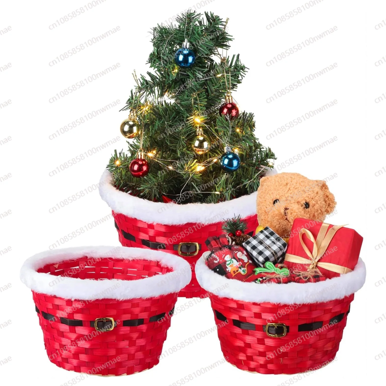 

Ретро бамбуковая корзина для рождественского подарка, сотканное вручную праздничное украшение, специальная корзина, корзина для хранения рождественской атмосферы