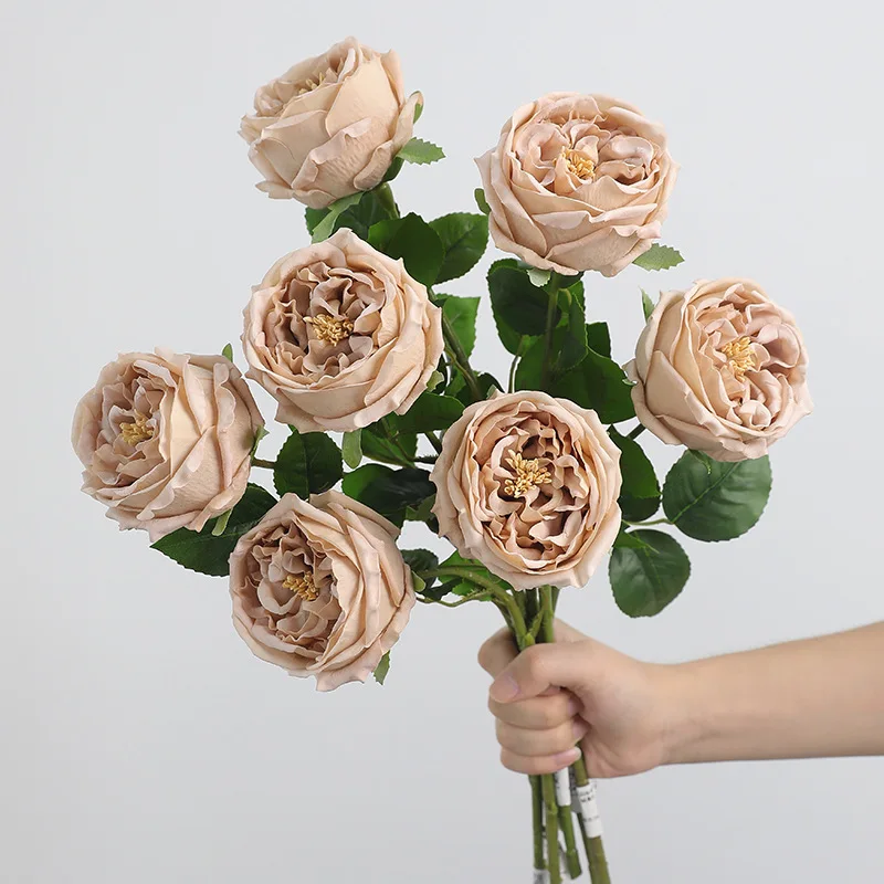 

5Pcs Faux Moisturizing Rose Real Touch Artificial Flowers Bridal Bouquet Wedding Decor Fake Rose Home Table Living Room Decor
