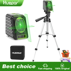 Huepar BOX-1GT Cross Line Laser Level with 65cm Tripod Osram Diode 2 Lines Switchable Self-leveling Manual Pulse Mode Laser Tool