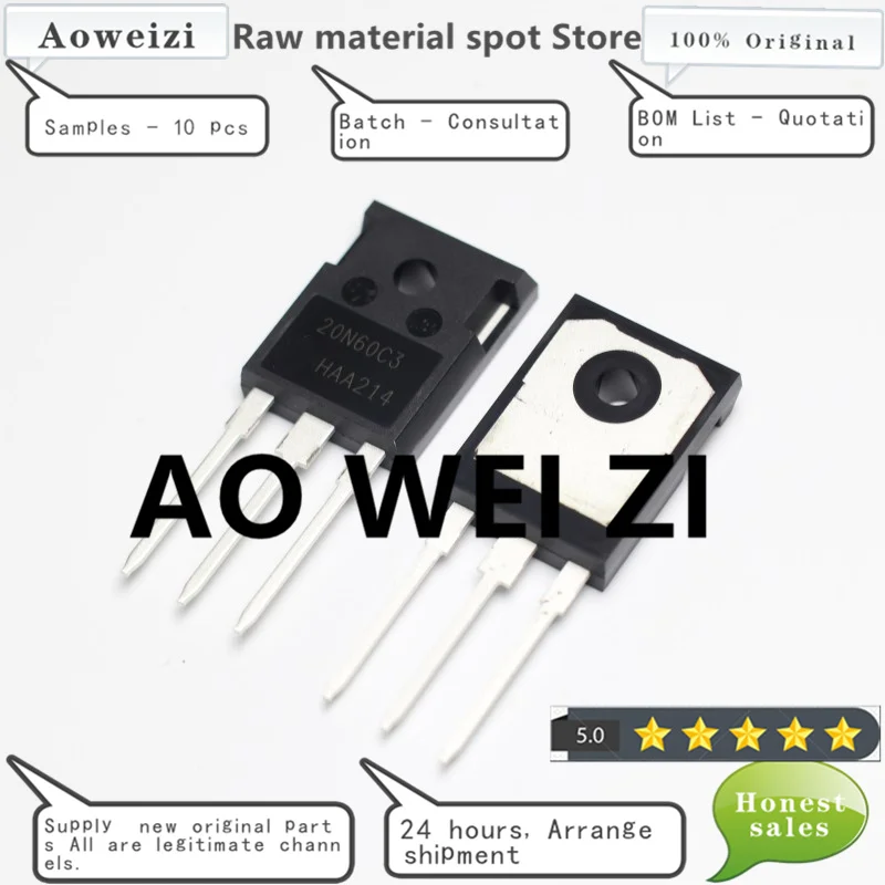 

Aoweiz 2022+ 10-30-50PCS 100%New Original 20N60C3 SPW20N60C3 TO-247 650V/20A MOSFET