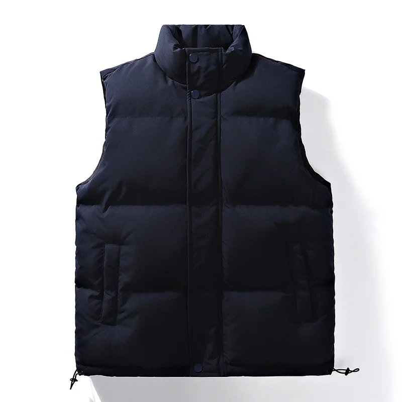 Winter Men's Down Cotton Vest Stand Collar Solid Color Sleeveless Waistcoat Slim Handsome Warm Casual Cotton-padded Vest