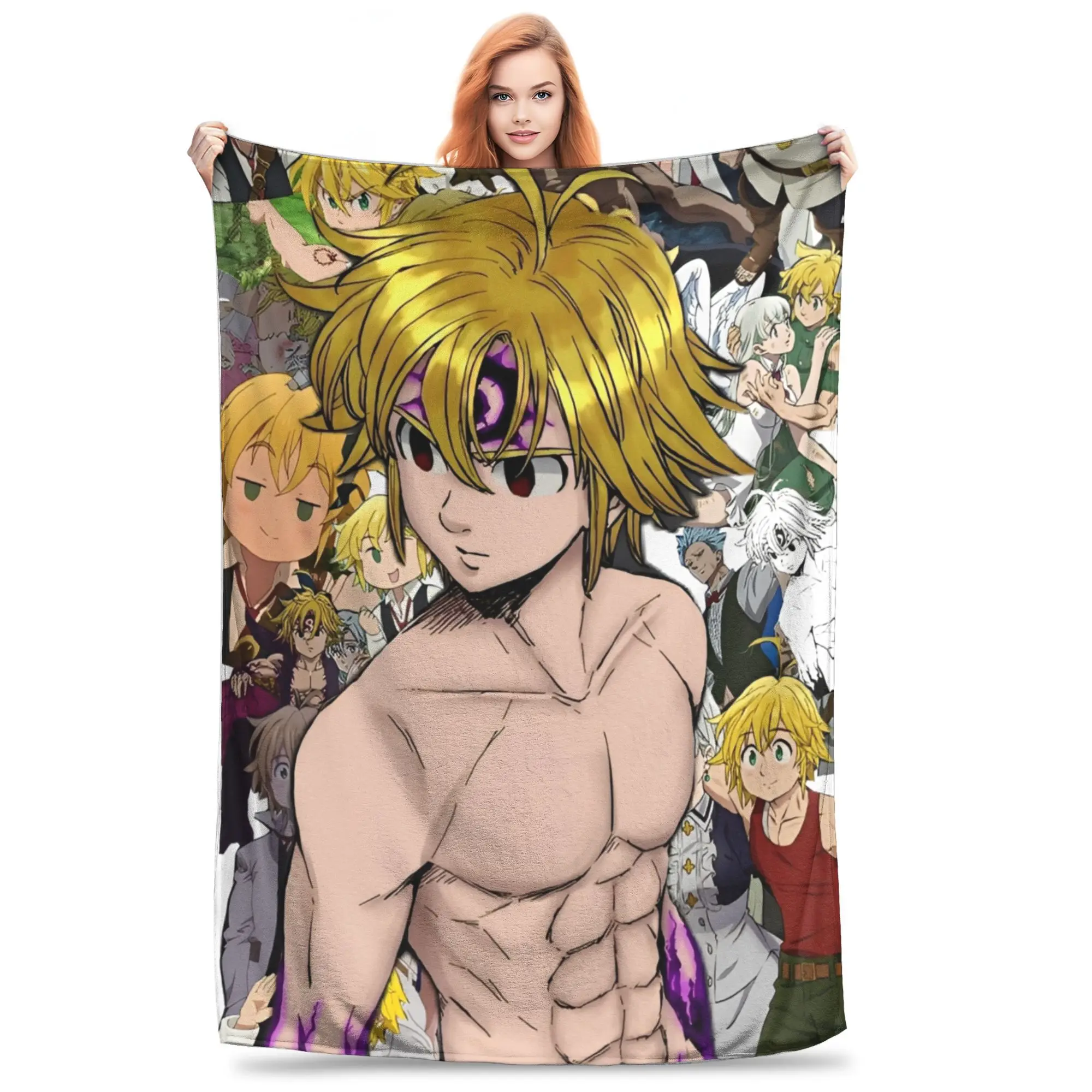 

Вязаное одеяло «Семь смертных грехов Meliodas», флисовые одеяла, украшение для путешествий в самолете, мягкое теплое покрывало