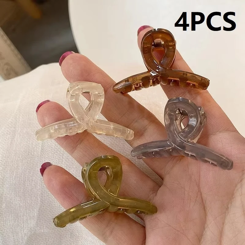 4 Pcs Mini Acrylic Hair Clips for Woman Transparent Jelly Fringe Grab Clip Small Hairpins Braid Crab Claw Accessories Set