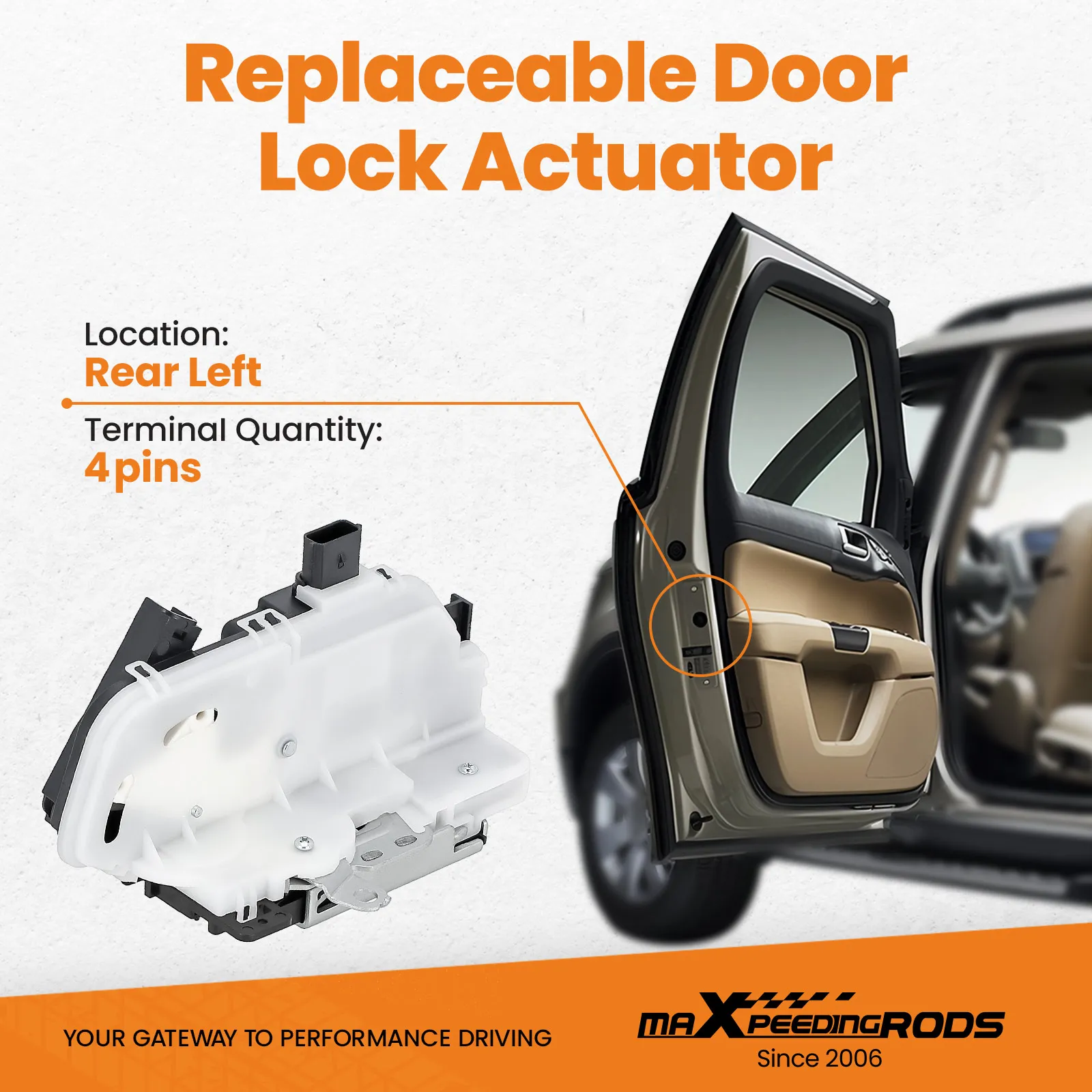 Door Lock Actuator Rear Left Driver for 2010-2014 Lincoln Mark LT for Lincoln Mark LT Mustang F150 Lobo Taurus 9L3Z5426413A