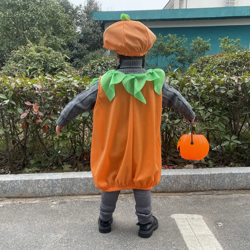 Disfraz de calabaza para niños pequeños, disfraces de actuación en escenario, ropa de Cosplay, accesorios de Halloween