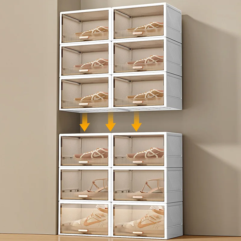 Foldable Shoes Case Thickened Transparent Shoe Rack Plastic Shoe Boxes Stackable Box Shoe Organizer Shoe Cabinet Storage Box