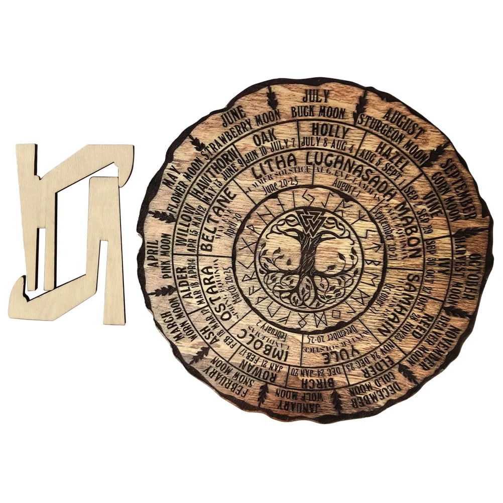 Digital Wall Clock Wooden Calendar Tree Calendars Ornament Vintage Decorative Witch Round Office