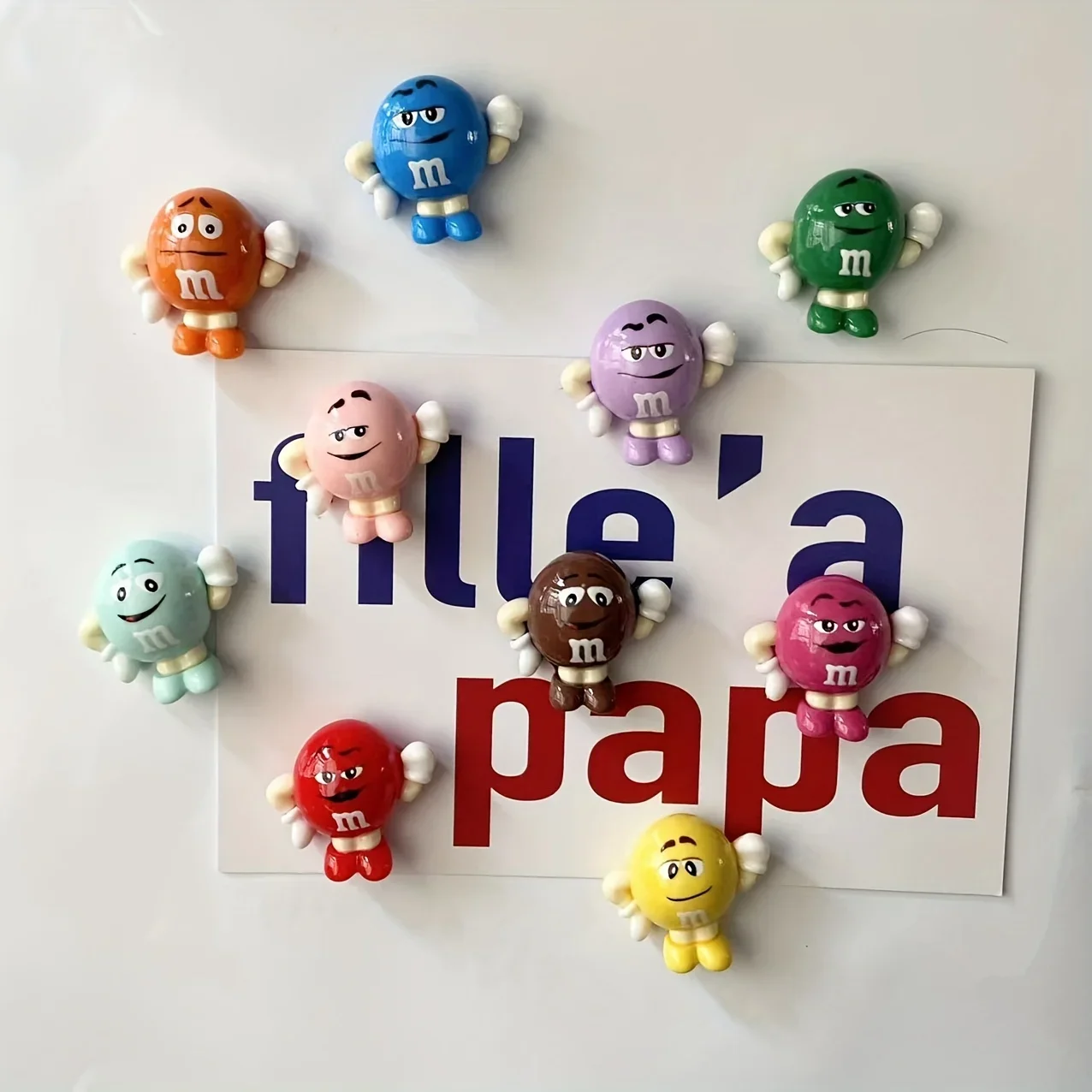 10 Uds dibujos animados lindo M frijol comida refrigerador Chocolate imán foto mensaje fijo comida imán estado imanes mariposas Ted lasso