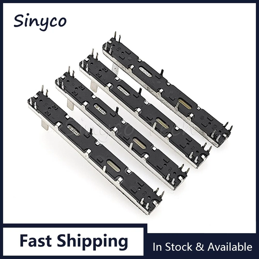 2PCS 75MM Straight Slide Potentiometer A10K B10K B50K D10K SC6082GH Dual 8Pin Mixer Fader A10KX2 A103 B103 B503 D103 Stroke 60MM