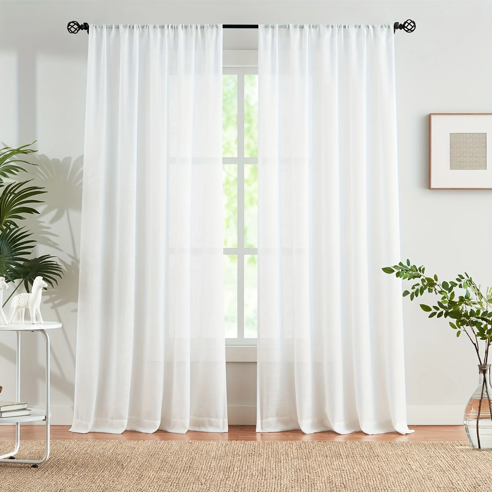 1PC Modern Minimalist Solid Color Mirror Plant Cutout Pattern Curtains, Light-Transmitting Privacy Design, Multi-Space Decor