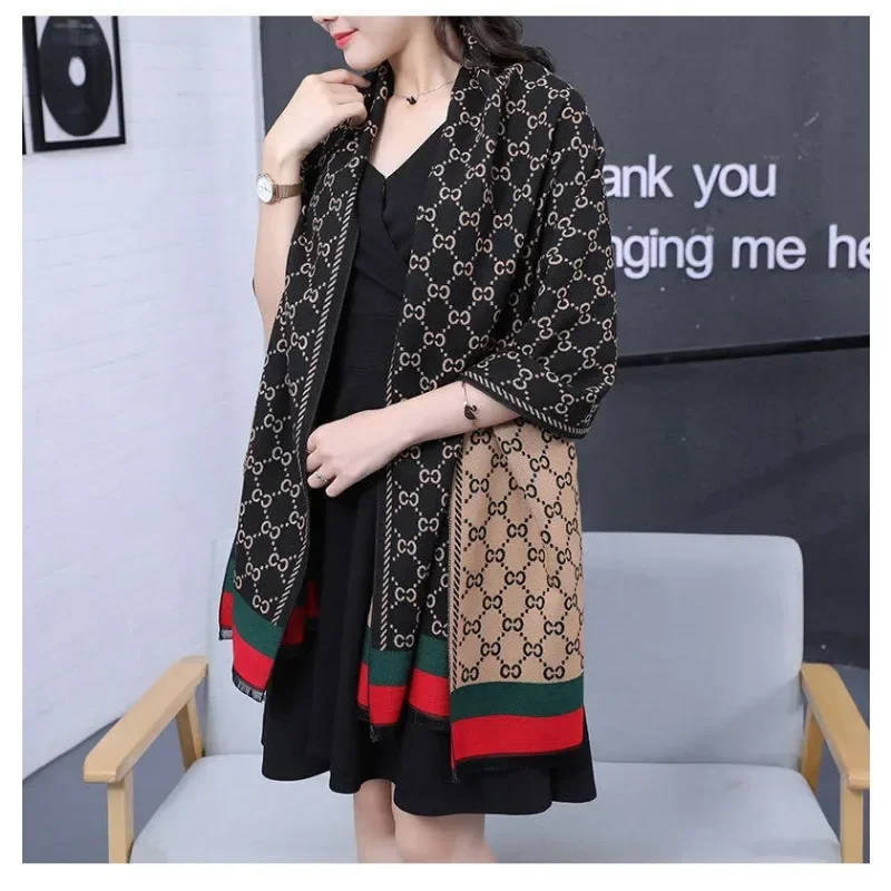 新しい両面スカーフカシミヤファッション女性の秋と冬防風暖かい厚いカシミヤショールヘッドスカーフ