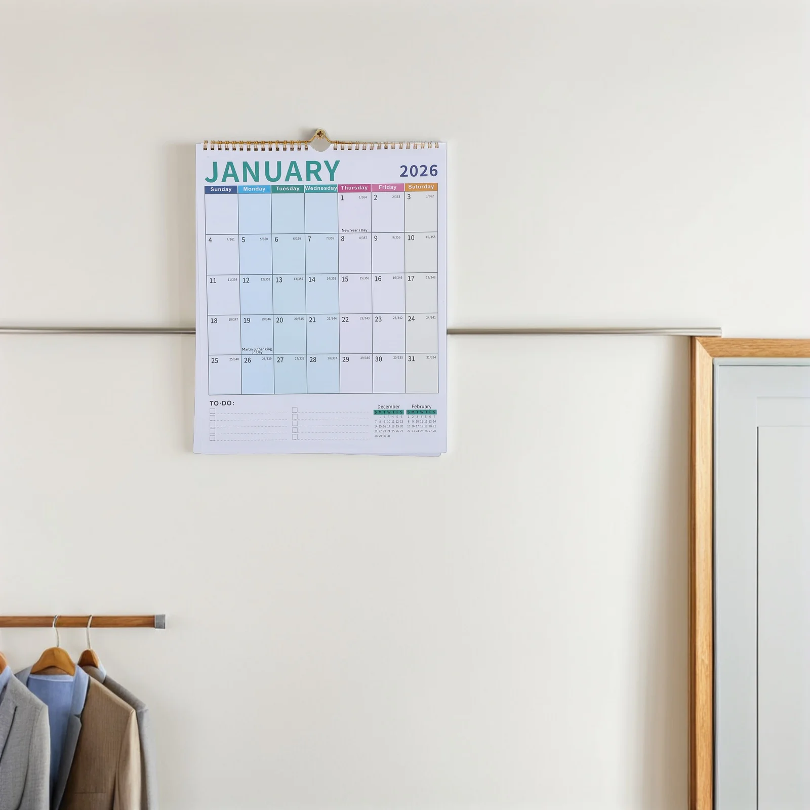 تقويم حائط 18 شهرًا 2026-2027 مخطط معلق حلزوني خط كبير منظم مدرسي شهري للمكتب والعطلات العالمية #4