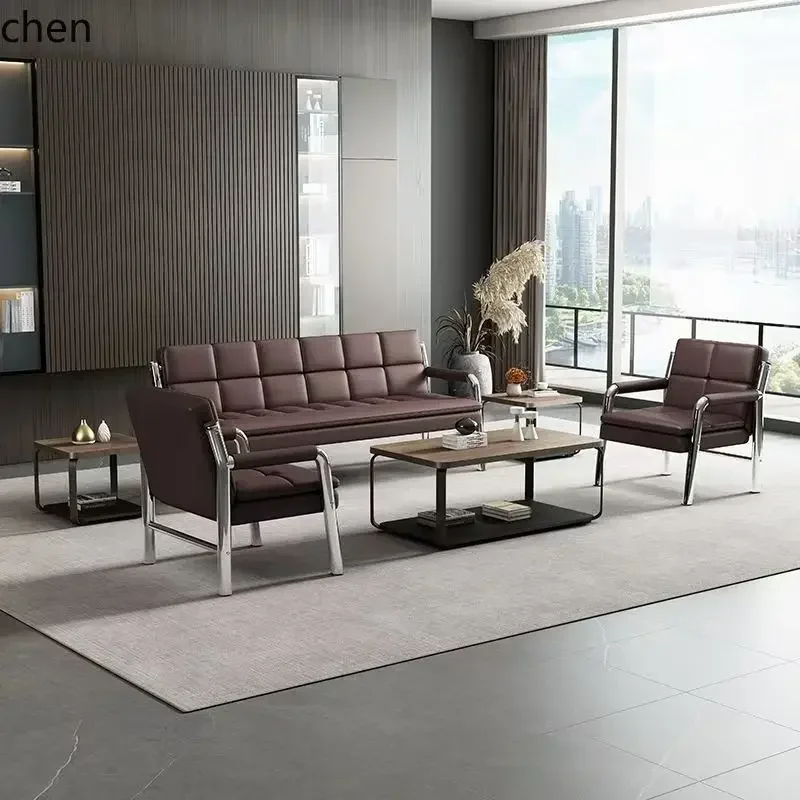 

HYS office sofa coffee table combination simple meeting business reception sofa office three-person wrought iron sofa