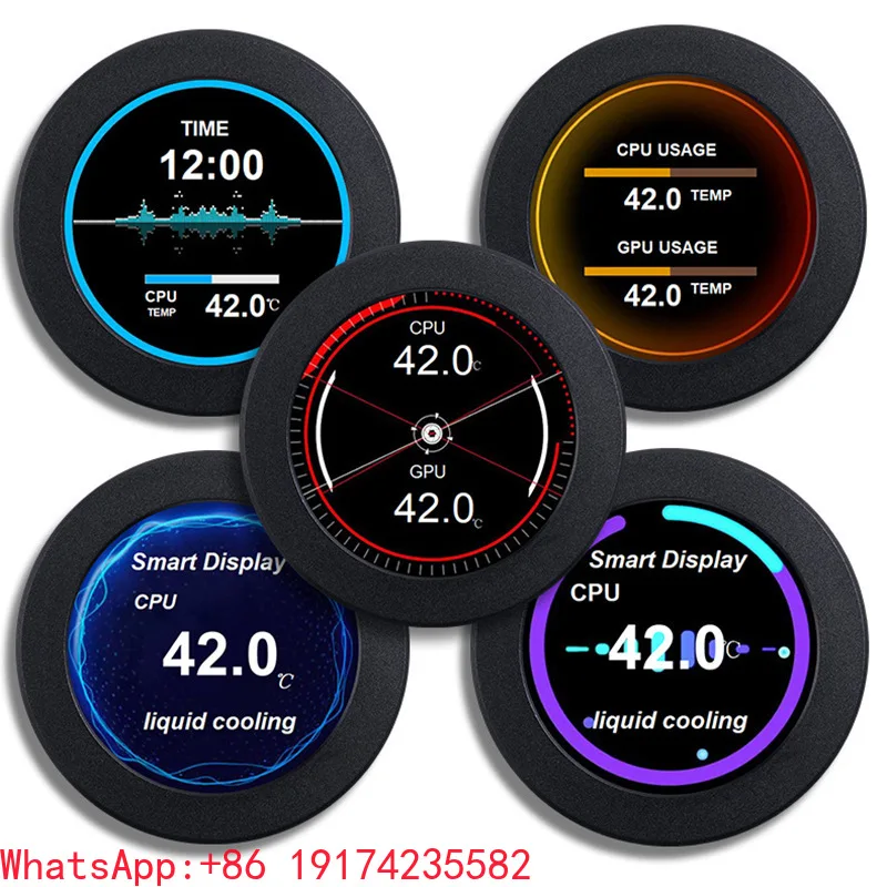 2.1-inch Water-cooled Secondary Screen IPS Circular Screen Chassis Built-in Screen Monitoring Computer 360-degree Rotation